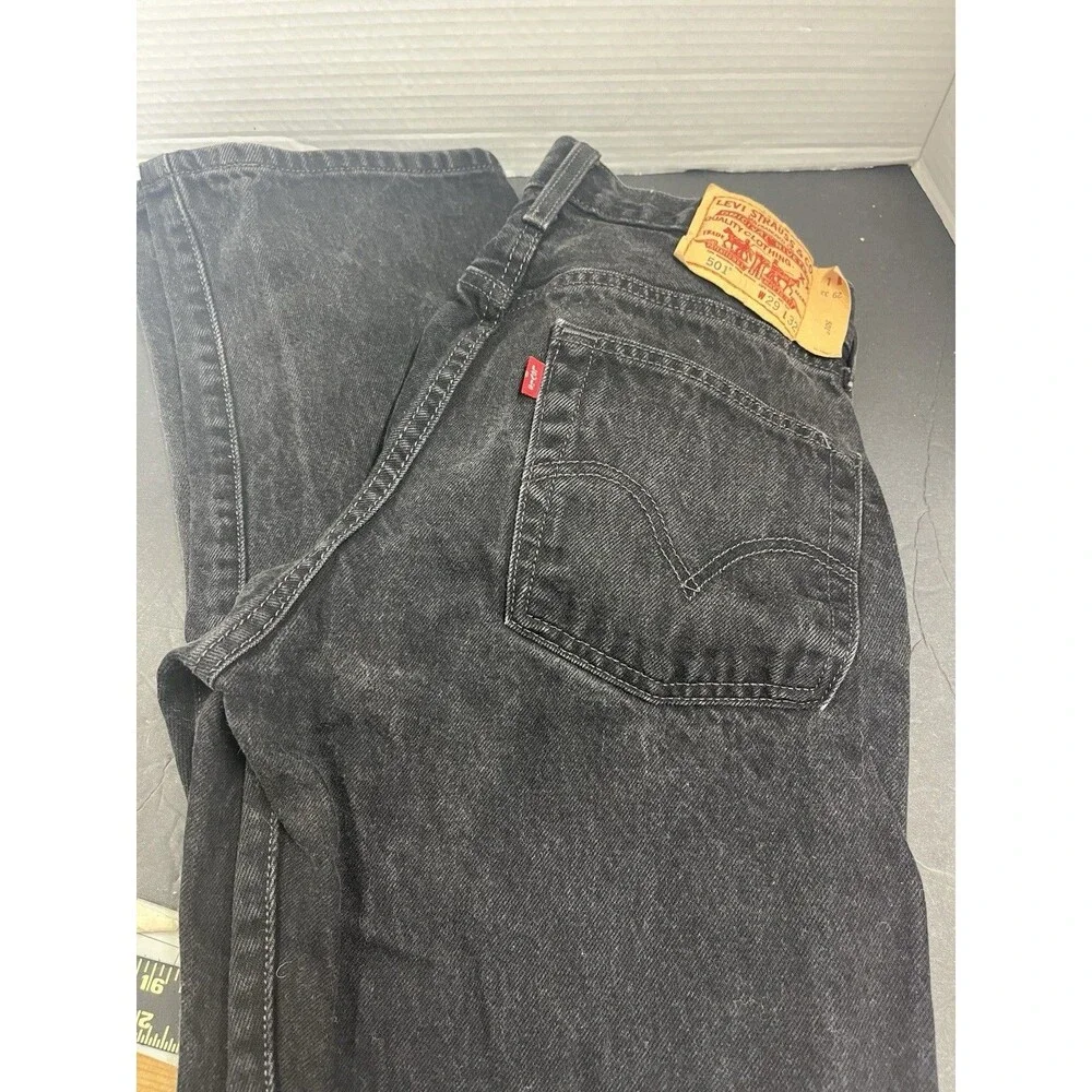Levi’s 501 Button Fly Black Straight Leg Jeans 29x32 Mens Vintage